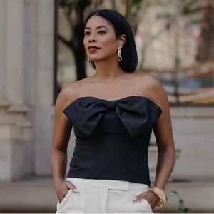 Express black bow tie tube top